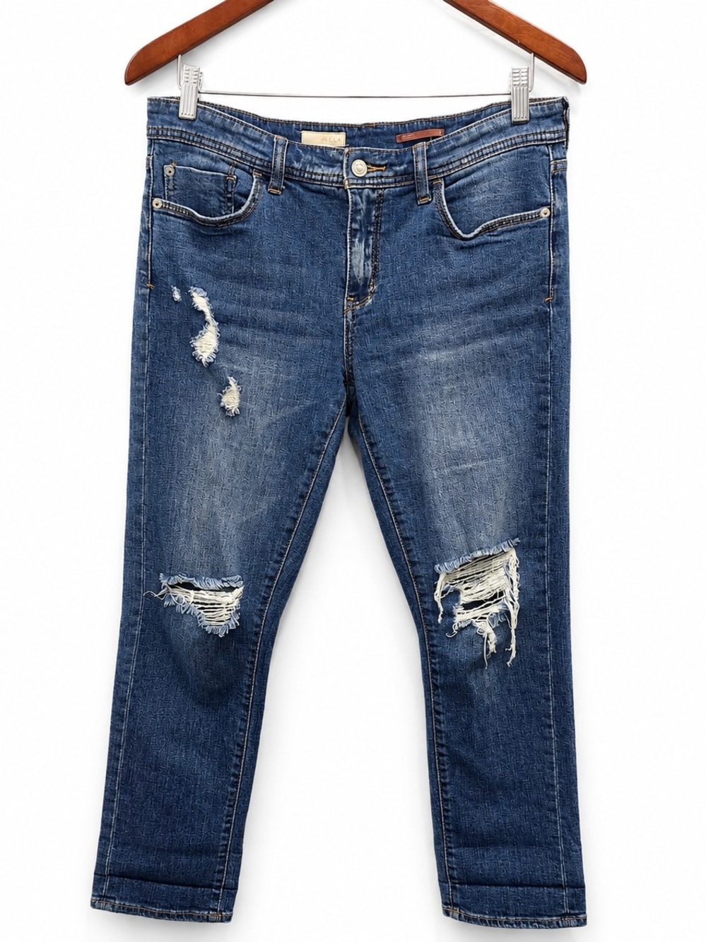 Pilcro Anthropologie Slim Boyfriend Crop Jeans Distressed Size 28 Medium Wash
